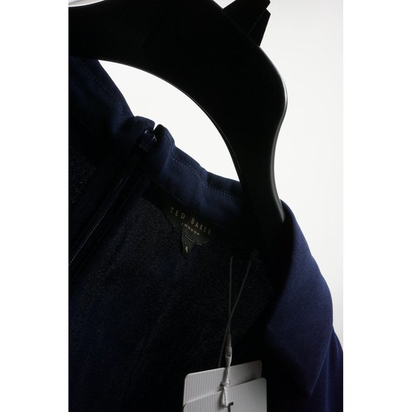 New 315$ Ted Baker Flan Belted Jumpsuit Size 4 Women's Blue Crepe Long Sleeve - Picture 9 of 12